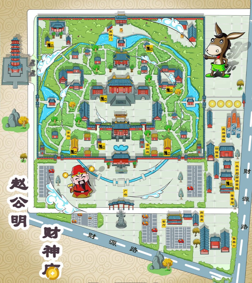 阳泉寺庙类手绘地图
